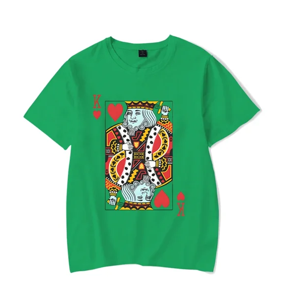Playing Cards Heart K/Q Graphic T Shirts Couples Y2k Fashion Queen King Tees Harajuku Funny Boyfriend Girlfriend Tee Loves Shirt JIT251-1-green S