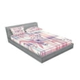 thumbnail image 2 of Ambesonne Pastel Plaid Fitted Sheet & Pillow Sham Set, Romantic Soft Floral, King, Lilac and Pale Pink, 2 of 2