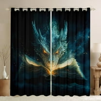 Feelyou Kawaii Gothic Dragon Black Out Curtains, Dreamy Anime Curtains Pack of 2 (42x63 Each), Cartoon Western Animal Bedroom Curtains, Black Out Curtains Decor