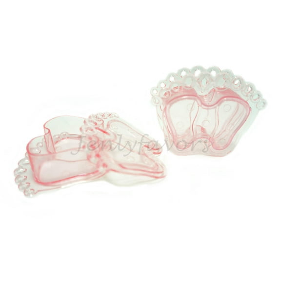 Plastic Baby Feet Favor Box Clear Pink(12 Pieces)