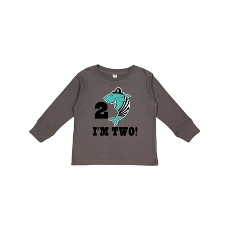 

Inktastic 2nd Birthday Pirate Shark 2 Year Old Gift Toddler Boy or Toddler Girl Long Sleeve T-Shirt