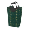 thumbnail image 2 of Waterproof Collapsible Laundry Hamper, Green Vintage Pattern Aluminum Handle Laundry Bag Storage Basket, 50L, 2 of 6