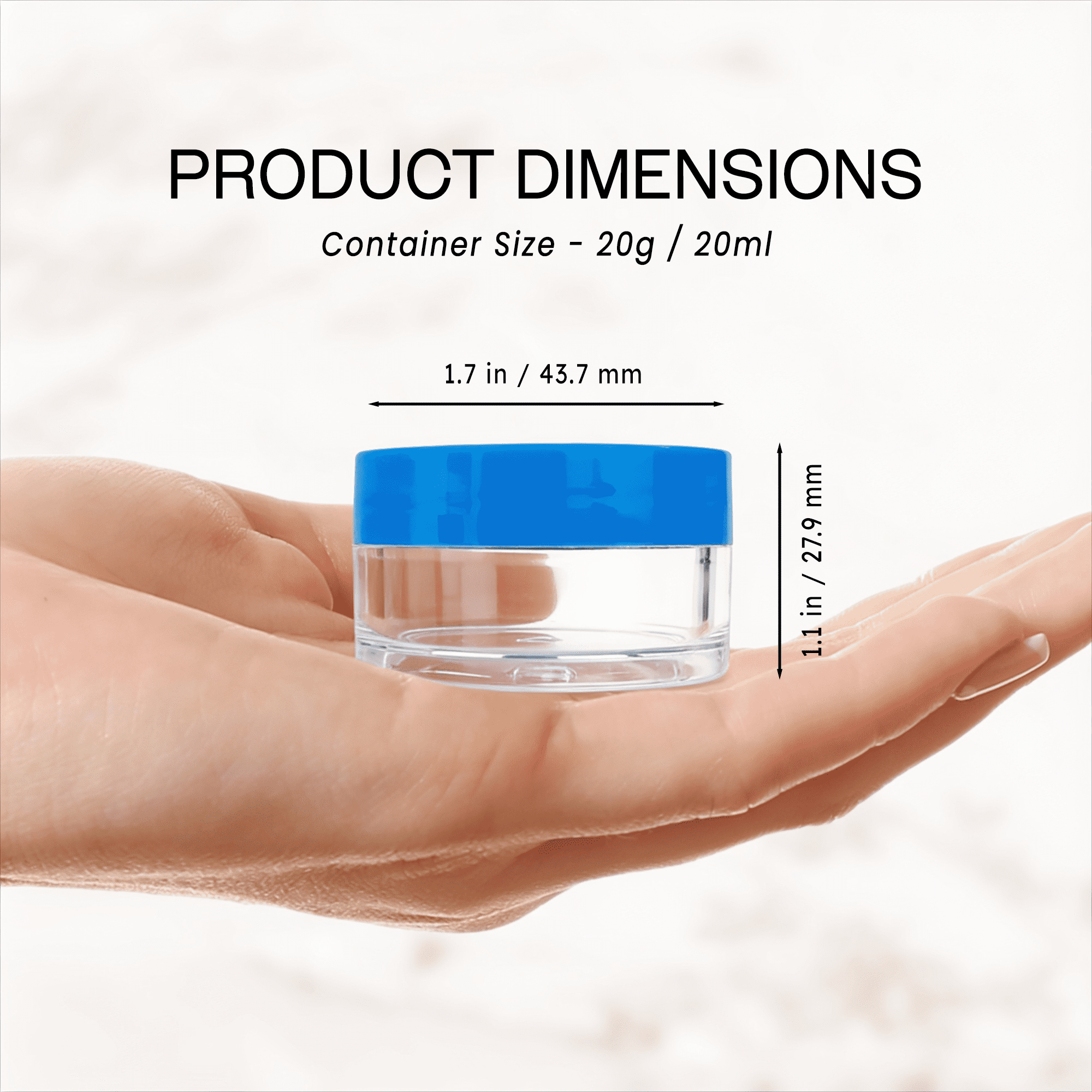 Beauticom 48 Pieces High Quality 20G/20ML Clear Round Acrylic Cosmetic Product Sample Travel Jars with Flat Top Lids (Blue)