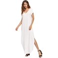thumbnail image 3 of Women's V Neck Side Pockets Split Hem Beach Long Maxi Dress, 3 of 6