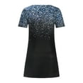 thumbnail image 5 of Odeerbi Summer 2025 Casual Dresses for Women Fashion Pullover Short Sleeve Print Loose Waist Midi Skirt Dress Blue, 5 of 8