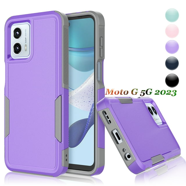 For Motorola Moto G 5G 2023 Phone Case,2 in 1 Hard PC Phone Case for Moto G 5G 2023 , Rubber & Rugged Shockproof Full Body Protection Case Cover - Black