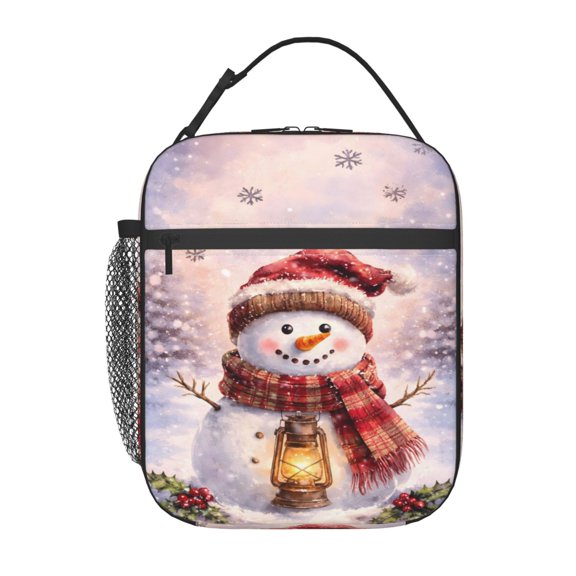 Christmas Snowman Lunch Bag Reusable Thermal Lunch Tote with Handle for Women and Men