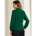 thumbnail image 3 of DARING DIVA Women's Work Office Mock Neck Long Sleeve Blouse XS Dark Green, 3 of 6