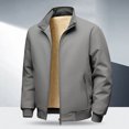 thumbnail image 3 of Fleece Lined Jacket Men Fall Winter Long Sleeve Business Casual Stand Collar Zip Up Jackets with Pockets Coat Outerwear, 3 of 4