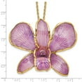 thumbnail image 6 of Other Metal Necklace with Pendants Chain 24K Gold-trim Lacquer Dipped Hot Lavender Real Dendrobium Orchid 20 inch Gold-tone mm, 6 of 6