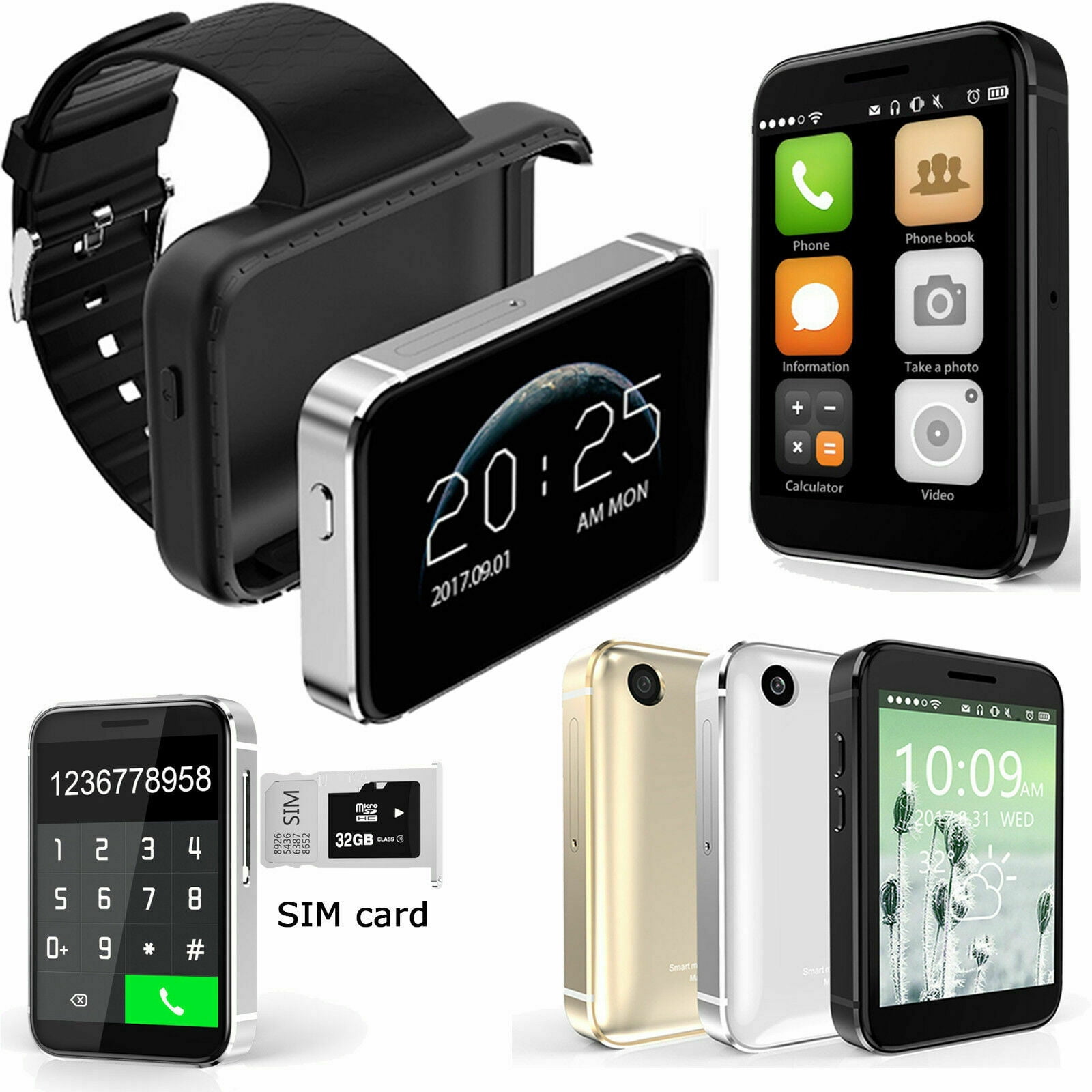Unlocked I5S Smallest Smart watch Phone Ultra Thin Mini CellPhone 4.0