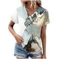 thumbnail image 2 of Fiudx Liquidación de Ahorros de Verano Top Informal de Primavera y Verano de Manga Corta con Cuello En V para Mujer, 2 of 5