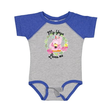 

Inktastic Baby Flamingo My Yaya Loves Me with Flower Wreath Gift Baby Boy or Baby Girl Bodysuit