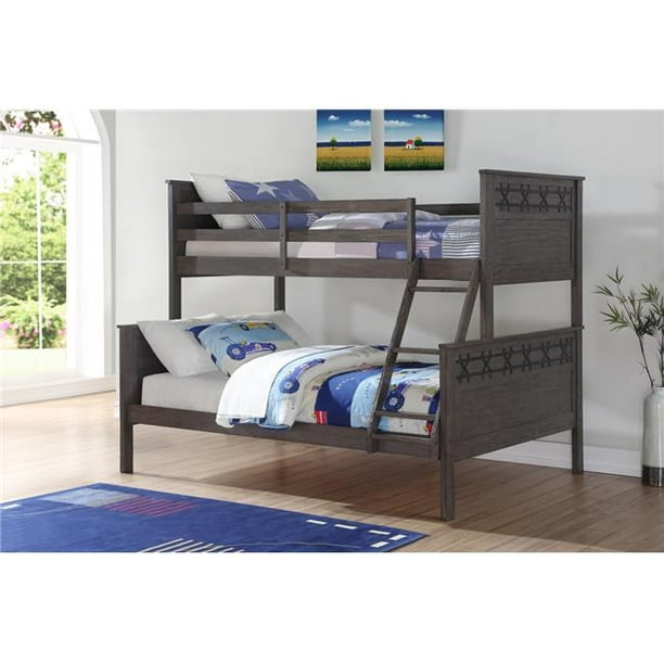 Donco Kids PD9818TFG Twin Over Full Size Barn Panel Bunk Bed, Graphite