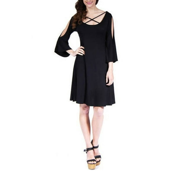 Women's Abstract Neck Split-Sleeve Dress