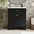thumbnail image 3 of 30-inch Bathroom Vanity with Ceramic Basin, Soft Close Door and Adjustable Shelves, Black, 3 of 33