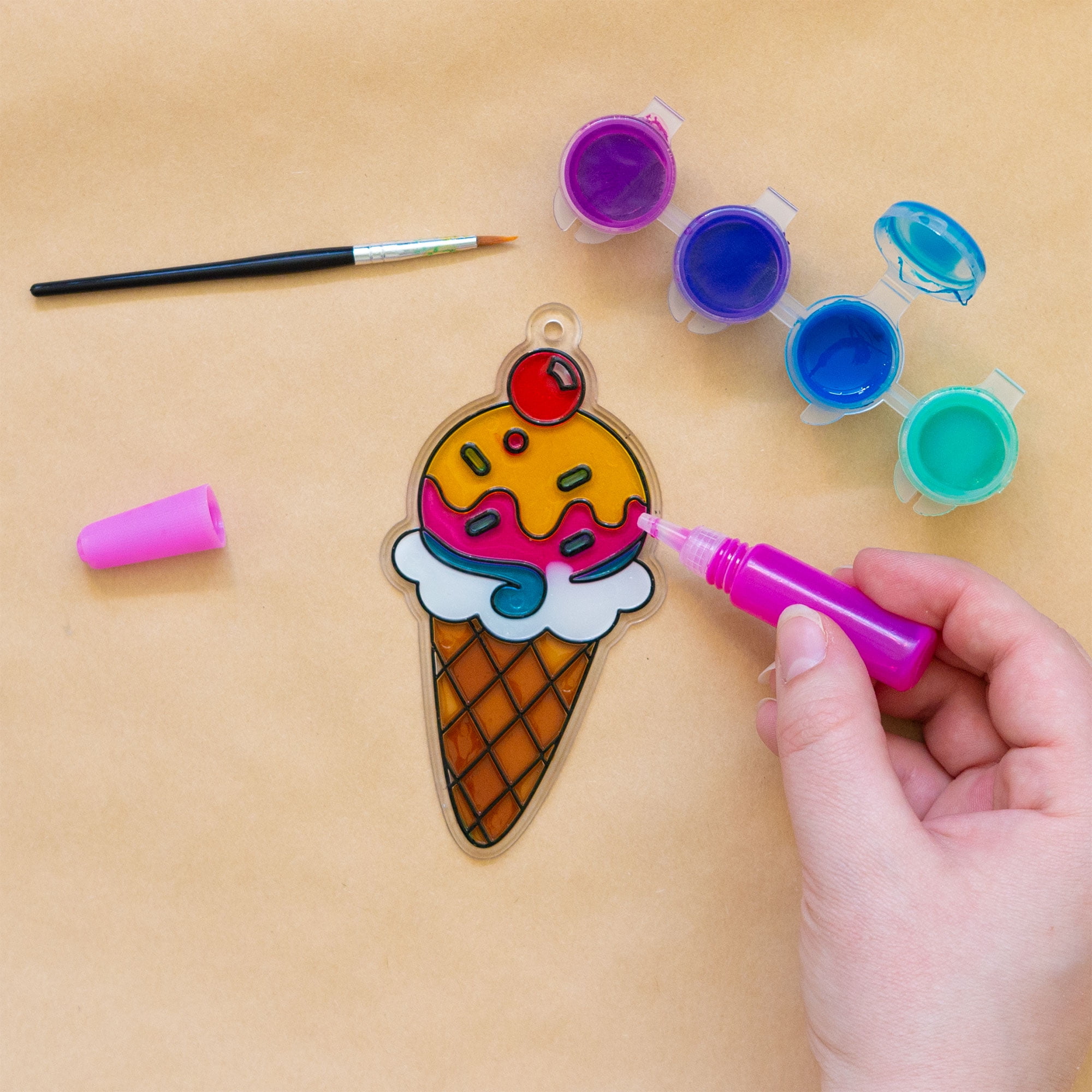 Hello Hobby Ice Cream Suncatcher Bundle, 15Pack Paint Your Own