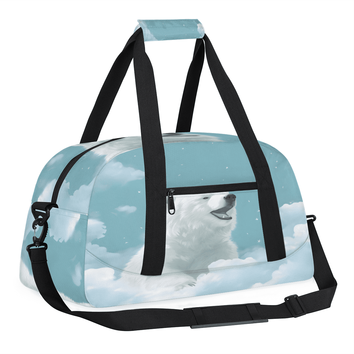 Herdesigns White Bear Sports Duffle Bag for Women & Men, Bear Gym Bag Dance Bag Overnight Bag Carry On Weekender Travel Bag