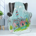 thumbnail image 4 of Ferris Wheel Soft Flannel Fleece Throw Blanket, Urban Landscape with Colorful Circus Tents Air Balloons and Rollercoaster, Cozy Plush for Indoor and Outdoor Use, 60" x 80", Multicolor, by Ambesonne, 4 of 5