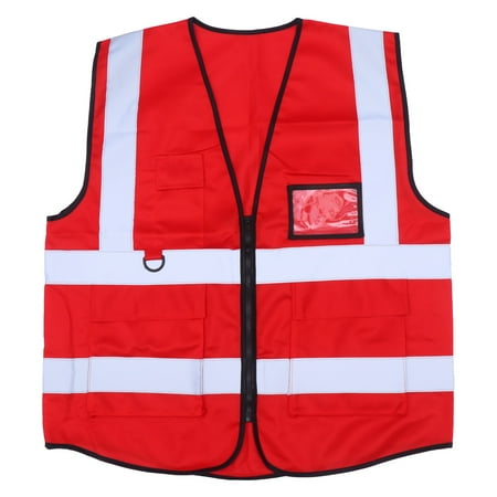 

HOMEMAXS High Visibility Reflective Vest Lightweight Safety Vest Volunteer Traffic Waistcoat for Sanitation Worker (Red)