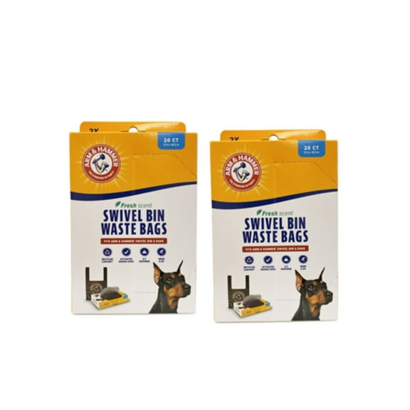 Arm & Hammer Swivel Bin Waste Bags, 20 Count, 2 Pack