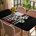 thumbnail image 3 of Black American Flag Table Cloths for 4 Foot Rectangle Tables, Vintage Red Hockey Star Strip Flag Patio Waterproof Elastic Fitted Tablecloths, Washable Rectangular Table Cover for Camping, 3 of 8