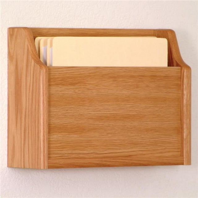 Wooden Mallet Deep Pocket Letter Size Wall Mount File Holder, Solid Oak, Black, Mahogany & Light Oak