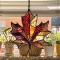 thumbnail image 7 of Stained Glass Maple Leaf Suncatcher, 3.93 inch Translucent Acrylic Fall Window Decor, Hanging Autumn Pendant with Metal Chain, Vintage Seasonal Wall Accent, Harvest Home Ornament, Thanksgiving Decor, 7 of 7