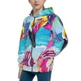 thumbnail image 2 of Kdxio Tropical Flamingo Summer Pattern Kids Boys Girls Zip Up Hoodie 3D Printed Hooded Sweatshirt Hoody Coat with Pocket 7-12 Y-Small, 2 of 6