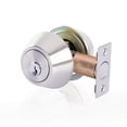 thumbnail image 1 of Rulart Cerradura de cerrojo de doble llave, con llave en ambos lados, cerrojo de cilindro ajustable de 2 vías (privacidad/paso), acero inoxidable satinado (plata, cilindro único) (plata, doble cara), 1 of 5