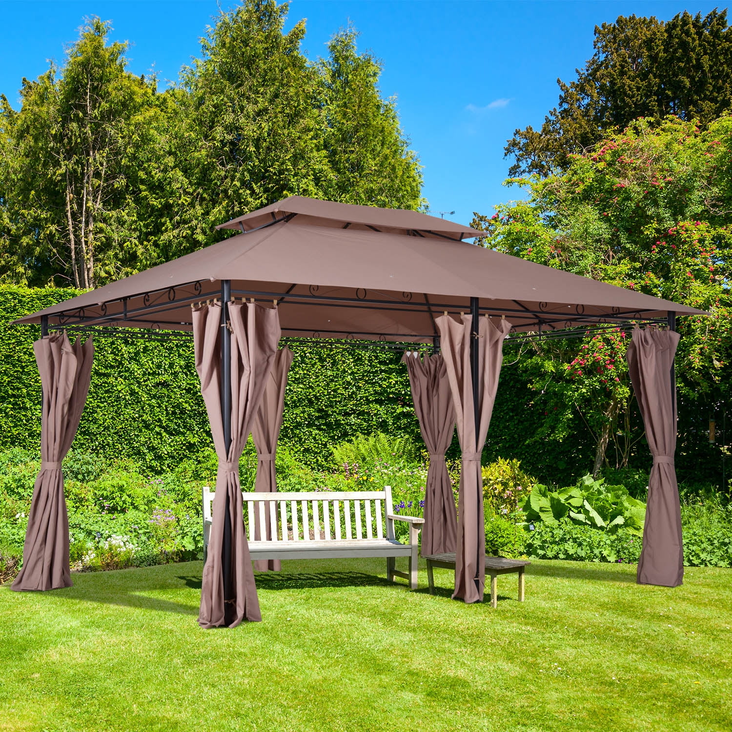 10' x 13' 2Tier Steel Outdoor Garden Gazebo with Vented Soft Top