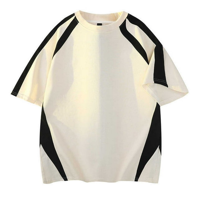 pstuiky Mangas cortas para hombre, Blusas casuales holgadas de color liso con cuello redondo y manga corta para hombre camisas casuales para hombre l