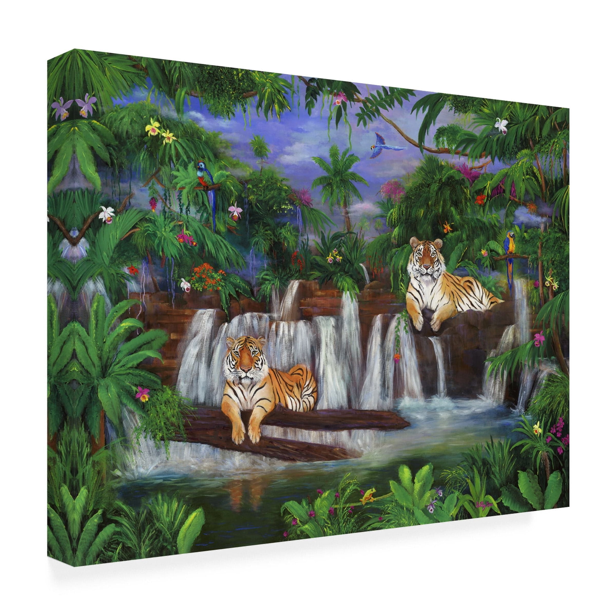 Canvas Wall Art - Betty Lou 'Tigers Falls' Wall Art for Living Room, Bedroom, or Office DÃ©cor by Trademark Fine Art - 19 x 14 Inches