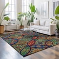 thumbnail image 3 of Area Rugs 5'x7', Vintage Boho Carpet Runner Indoor Outdoor Rugs Home Decor Aesthetic, Ethnic Floral Geometric Green Blue Red Non Slip Mats Washable Accent Rug for Living Room Bedroom, 3 of 8