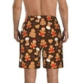 thumbnail image 3 of KLL Christmas Gingerbread Cookies Men's Casual Summer Beach Shorts Hawaiian Shorts with Pockets-Large, 3 of 5