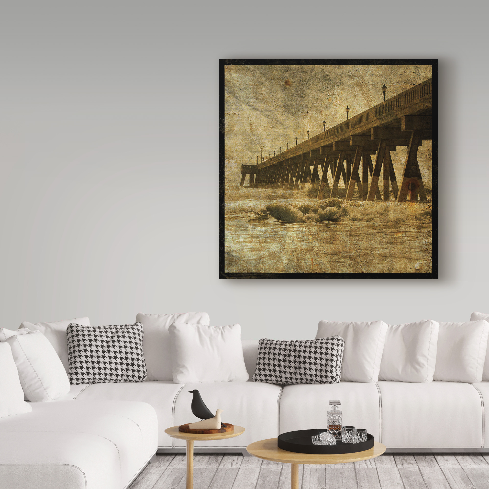Trademark Fine Art 'Ocean Pier Waves' Canvas Art by John W. Golden