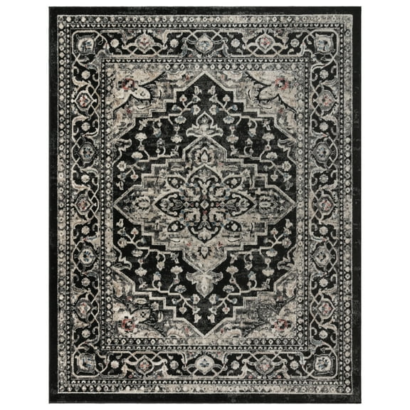 Gertmenian Heirloom Fluer Traditional Oriental Black Indoor Area Rug, 8x10