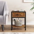 thumbnail image 3 of Juiluna Nightstand with Charging Station, Retro Side Table with 1 Drawer, Open Storage Shelf and Safe Rounded Corners, Modern End Table Bedside Table for Bedroom Living Room, 3 of 7