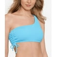 thumbnail image 2 of Salt + Cove Junior's Sandy Ribbed One Shoulder Bikini Top Swimsuit Blue Size X-Large, 2 of 4