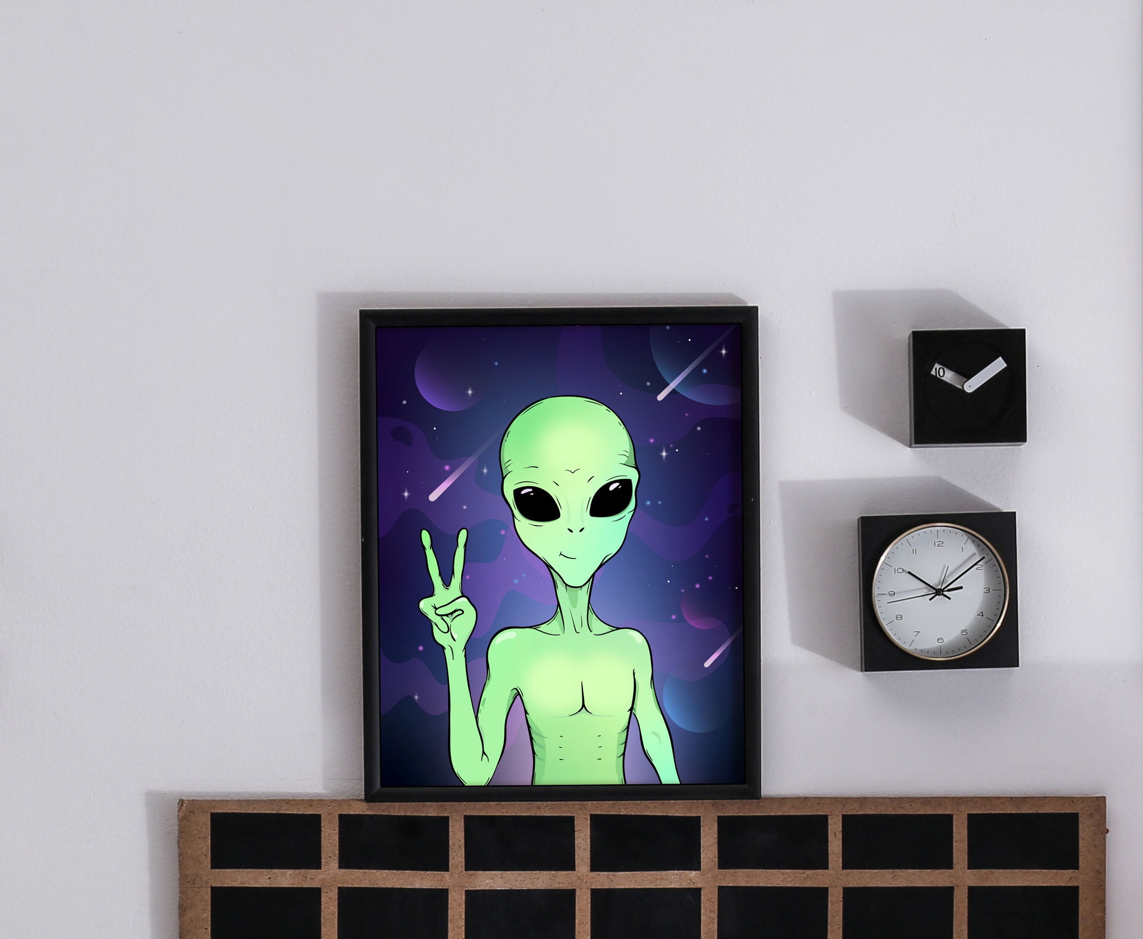 Adesivo decalque de vinil para parede com desenho de alien Stay Chill 57 x  89 cm