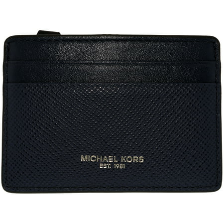 Michael Kors Women&#39;s Harrison Credit Card Case Leather Wallet Baguette - Navy - comicsahoy.com