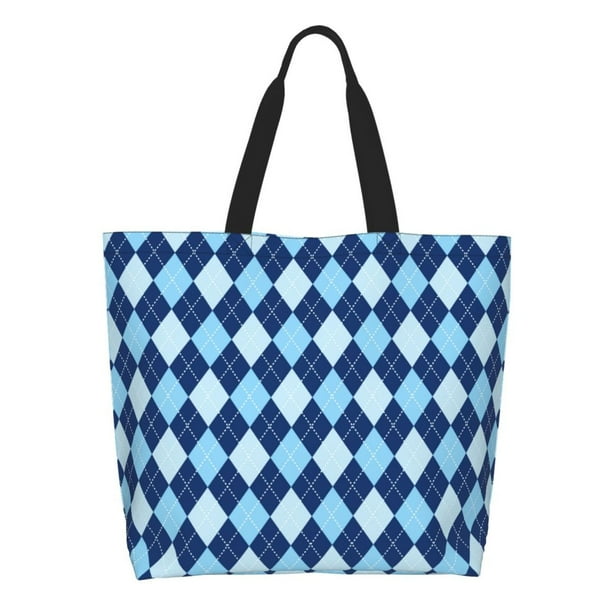 Balery Blue Squares Bolsa Tote Estilo Estético con Cremalleras, Bolsa de Hombro, Bolsa de Compras Grande y Plegable