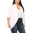 thumbnail image 2 of Women's Plus Size Loose Fit 3/4 Sleeves Kimono Style Open Front Solid Cardigan, 2 of 5