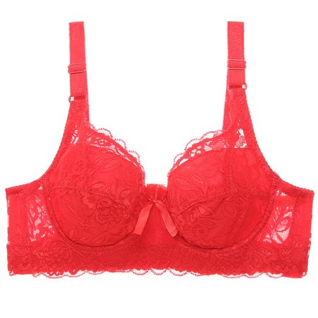 

Plus Size Solid Color Floral Lace Sexy Bra Women Underwired BrassiereUnderwear