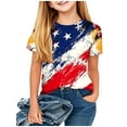 thumbnail image 2 of OKSALE Summer Cotton T Shirts for Girls Size 12 Patriotic Red White and Blue Shirt Novelty USA Flag Printed Tops 4th of July T-Shirt Casual Cotton Tees, 2 of 6