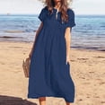 thumbnail image 3 of TJAZFJPA Robe Portefeuille Femme Couleur Unie Col en V Manches Courtes Robe Longue Décontractée Ample Robe Chemise Robes pour Femmes, 3 of 5