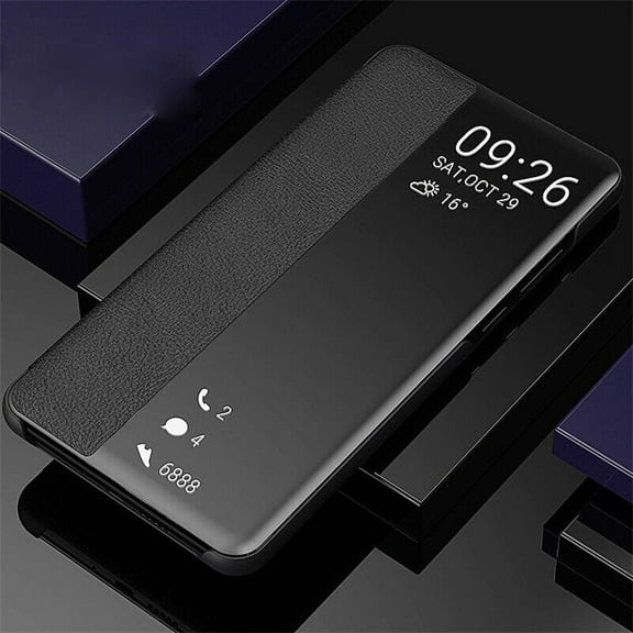 For Samsung Galaxy S22 Ultra Plus Magnetic Case Leather Flip Stand Cover - BLACK