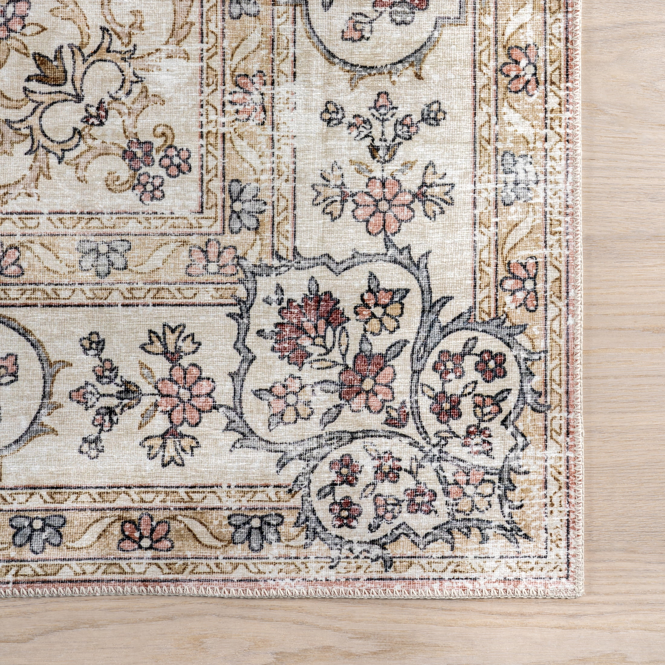 nuLOOM Teja SplashGuard Persian Medallion Machine Washable Area Rug, 2' x 3', Teja Peach