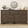 thumbnail image 6 of Blotout Farmhouse 7 Drawers Dresser for Bedroom, 59" Wide Wood Rustic Chest of Drawers with Big and Deep Drawers, Storage Dressers Organizer for Bedroom (Rustic Brown), 6 of 7