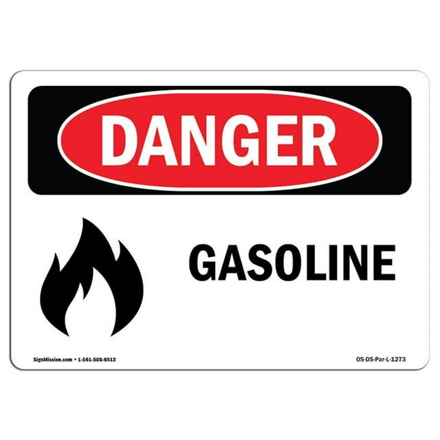 SignMission OS-DS-A-1218-L-1273 12 x 18 in. OSHA Danger Sign - Gasoline